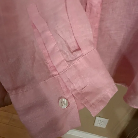 GAP Light Pink Linen Boyfriend Shirt - Picture 3 of 4